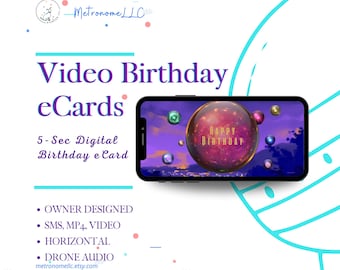 Musical Animated Birthday Card, Glowing Orbs & Drone Music, Happy Birthday eCard, Instant Download, Messaging, Alien UFO UAP, Digital Gift