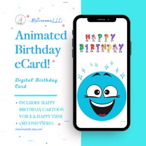 Funny Birthday Card, Kid Animated Musical Digital Mobile e-Card, Instant Download Birthday Card, Tween Last Minute Gift For Text Message App