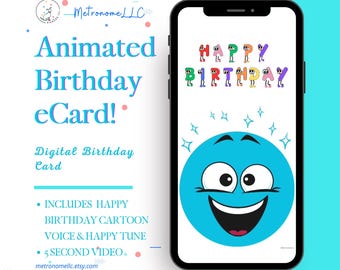 Funny Birthday Card, Kid Animated Musical Digital Mobile e-Card, Instant Download Birthday Card, Tween Last Minute Gift For Text Message App