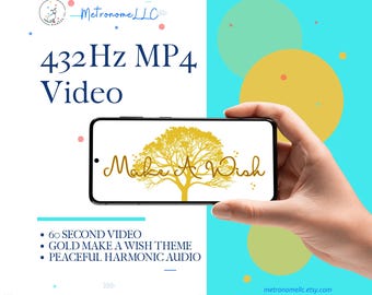 432Hz Frequency 60 Sec MP4 File, Make A Wish eCard Birthday Gift, Energy Healing Sound Video, Loop To Enhance Mood, Instant Download