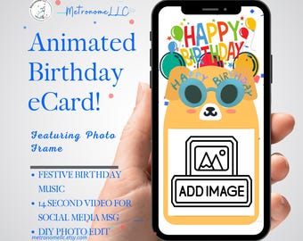Photo Digital Birthday e-Card: Happy Birthday Song, Virtual Greeting Cards, Musical Animated Birthday Card, DIY Social Media Message eCard