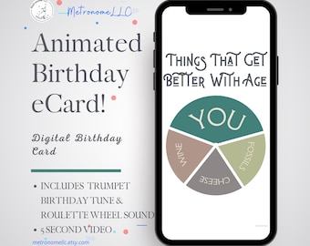 Funny Birthday Card For Men, Funny Digital e-Card, Animated Birthday Card For Him & Festive Trumpet Tune, Last Minute DIY Textable Gift