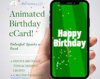 Animated Birthday Card | Sports Theme, Happy Birthday Drumbeat w/ Cheering Crowd & Whistle | Musical DIY Social Media Message Digital e-Card