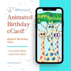 Birthday Card For Kid, Googly-Eyed Giraffe Animated Birthday eCard, Digital Birthday Card & Birthday Song, DIY Social Media Message App Gift