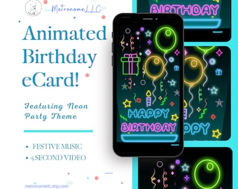 Musical Animated Birthday Card, Digital eCard, Instant Download Happy Birthday Greeting, Social Media Message App, DIY Friend Birthday Gift