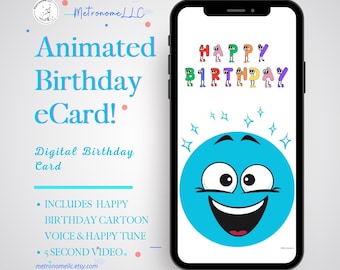 Funny Birthday Card, Kid Animated Musical Digital Mobile e-Card, Instant Download Birthday Card, Tween Last Minute Gift For Text Message App