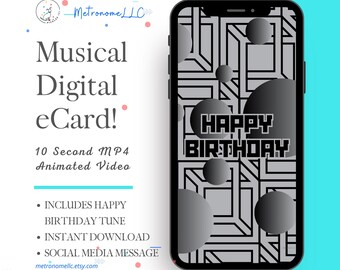 Happy Birthday Card for Him, Musical Animated Digital Greeting Card, Last Minute Instant Download Gift For Man, Son, Dad, Boyfriend, Brother