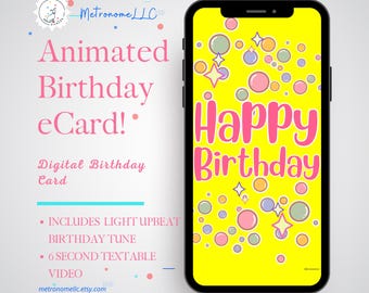 Happy Birthday Card For Teen / Tween, Fun Musical Animated Birthday eCard, Last Minute DIY Instant Download Text App Gift For Girl