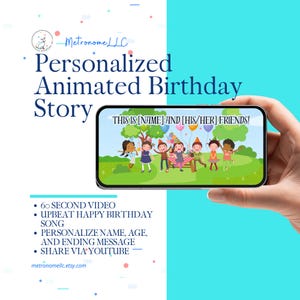 Personalized Story Books for Children: Digital Musical Animated Birthday Card  with Name Age Custom Message, Kids Unique Gift, 4K MP4 Video