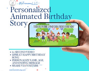 Personalized Story Books for Children: Digital Musical Animated Birthday Card  with Name Age Custom Message, Kids Unique Gift, 4K MP4 Video