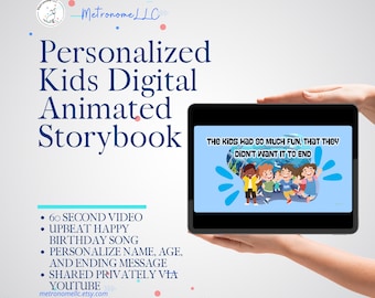 Digital Birthday Card, Custom Name Age Story & Happy Birthday Song, Virtual Greeting Cards, Kids Musical Animated Birthday Gift, 4K YT Video