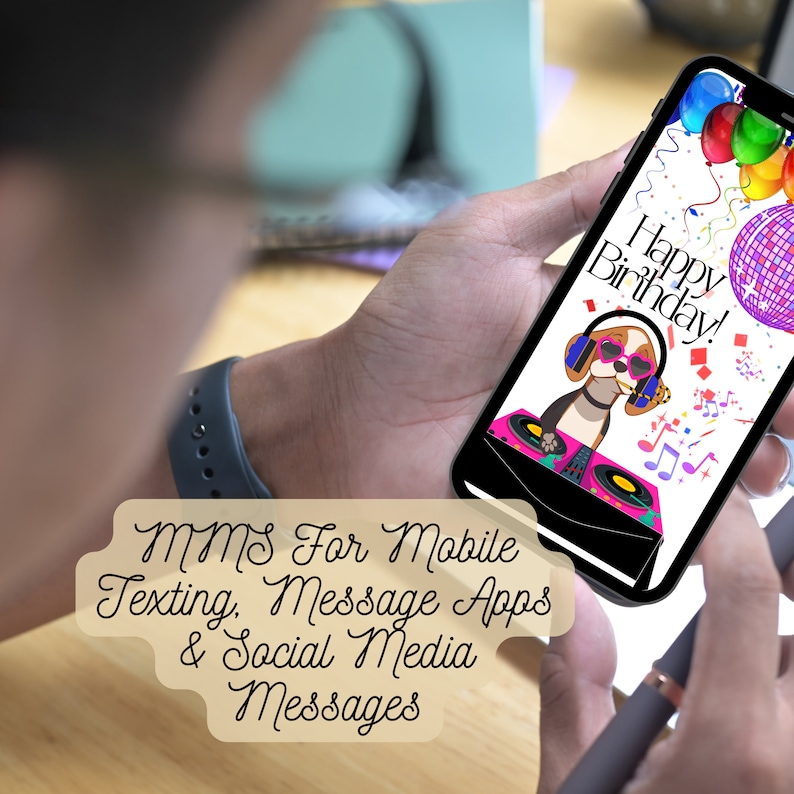 Musical Animated Birthday Card - Instant Download - Digital Greeting Card, Disco DJ Dog BDay eCard, Text Messaging App, Happy Birthday Song image 6