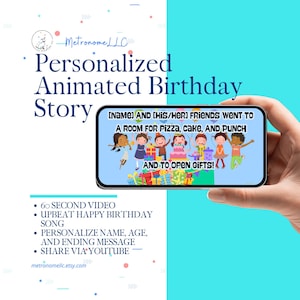 Personalized Story Books for Children: Digital Musical Animated Birthday Card  with Name Age Custom Message, Kids Unique Gift, 4K MP4 Video