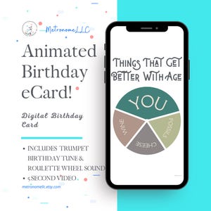 Funny Birthday Card For Men, Funny Digital e-Card, Animated Birthday Card For Him & Festive Trumpet Tune, Last Minute DIY Textable Gift