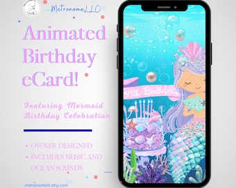 Musical Animated Birthday Card, Instant Download Digital Birthday eCard, Girls Last Minute Gift, eCard Birthday Card, Social Media Message