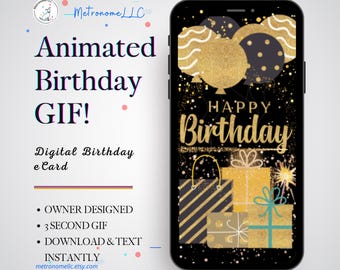Happy Birthday Card GIF, Instant Download for Quick Texting, Digital Birthday eCard, Boyfriend Birthday Card, Birthday Card Girlfriend