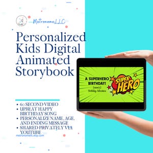Digital Birthday Card, Custom Name Age Story & Happy Birthday Song, Virtual Greeting Cards, Kids Musical Animated Birthday Gift, 4K YT Video