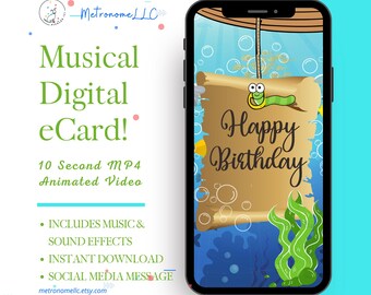 Happy Birthday Card For Men, Fishing Gifts, Funny Boyfriend Birthday Card, Musical Animated Last Minute DIY Sportsman Text Message For Him