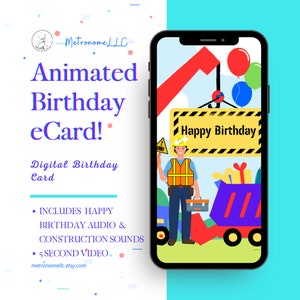 Animated Birthday Card For Kids | Musical Digital Mobile BDay eCard, Instant Download Musical Birthday Card For Boys Gift For Texting