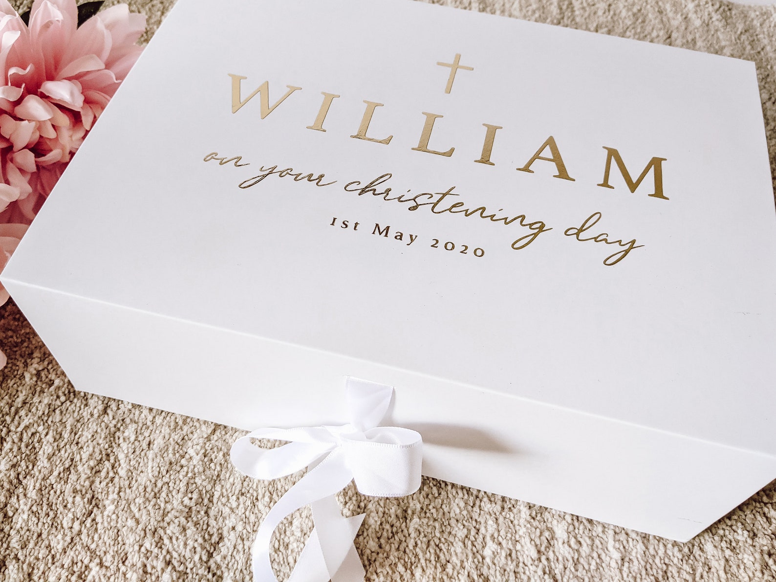 Christening Baptism Keepsake Gift Box Foil Personalised Luxury Etsy