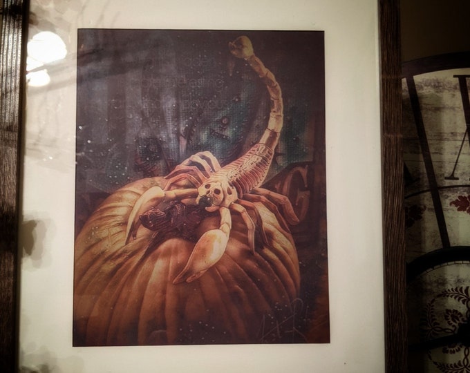 Scorpio Framed art  Painting Print Rare Framed Matted Art Pumpkin Scorpio Season