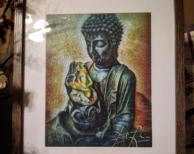 Meditation Zen  yogo Frog Budha  Framed art  Painting Print Rare Framed Matted Art