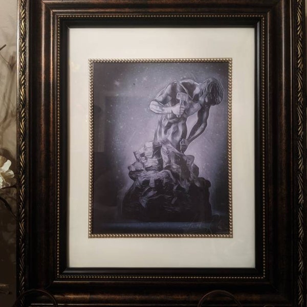 Self made man painting Print Rare Framed Matted