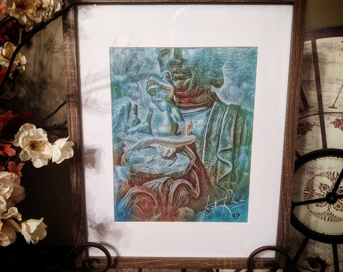 Meditation Zen Frog Budha  Framed art  Painting Print Rare Framed Matted Art