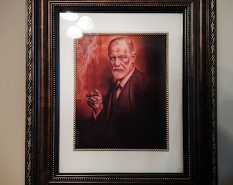 Sigmund Freud the psychologist psychology psychoanalysis painting framed matted