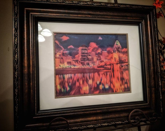 Cincinnati skyline abstract  Framed art  Painting Print Rare Framed Cincy art downtown cincinnati