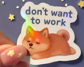 Cute Dog Puppy Sticker Pack, Holographic Waterproof Vinyl Stickers for Laptop, Planner, Scrapbook, Waterbottle