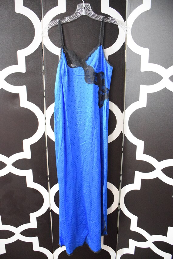 Vintage Vanity Fair Peignoir Set Nylon Blue Polka