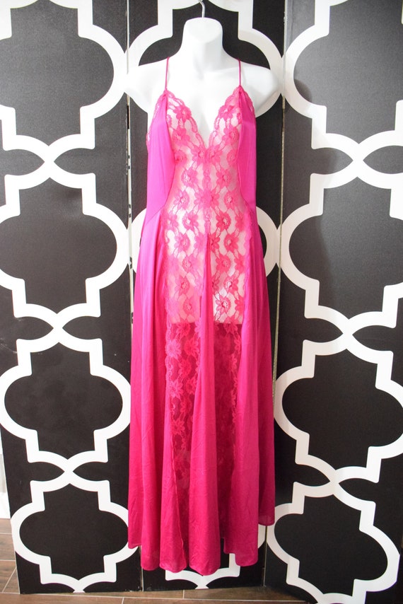 Vintage Val Mode Purple Nightgown All Nylon Lace S