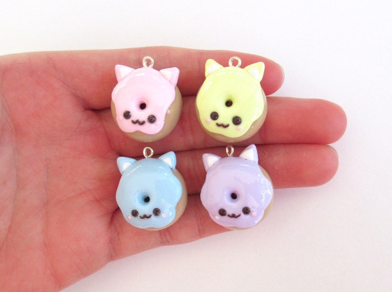 Donut cat keychains Polymer clay charms Etsy