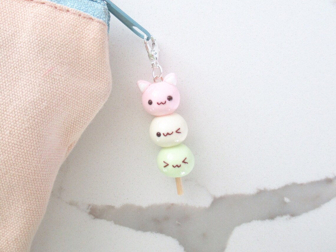 Dango cat keychains mini pastel mochi kawaii dessert animal Etsy