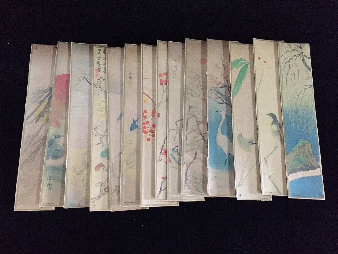 I1180 Japanese TANZAKU Paper Art Board Set Vintage 14pc Print - Etsy