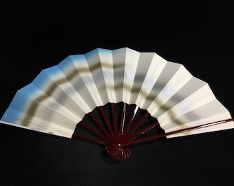 O1044 Vintage Japanese Sensu Folding Fan Traditional Dance Stage Blue White Art