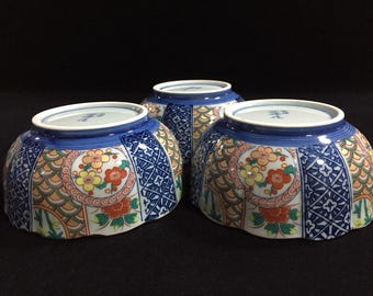 Z1235 Japanese Porcelain Dish Bowl KOBACHI 3pc Vintage Tableware