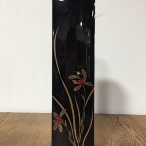 N0617 Vintage Japanese Lacquerware Flower Vase Orchid Rectangular With Insert