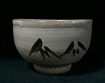 S1076 Vintage Japanse studiokeramiek Shino-stijl Matcha-kom Chawan