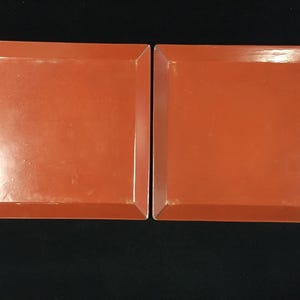 A0922 Japanese Wooden Snack Plate KASHIKI Set 2pc Vintage Square SENCHA