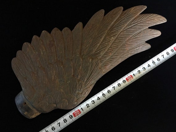 P1802 Japanese Metal Hawk Statue Wing Parts Only … - image 9