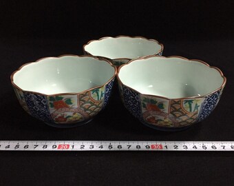 Z1235 Japanese Porcelain Dish Bowl KOBACHI 3pc Vintage Tableware