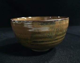 Y1137 日本製陶器 茶道用 茶碗 カップ 茶碗 ヴィンテージ 抹茶釉