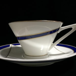 R1086 Japanese Porcelain Tea Cup & Saucer Set Vintage Signed EMILIO ROBBA