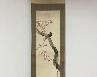 J0984 日本のヴィンテージ掛け軸 掛け軸 手描き絹地画 - Etsy 日本
