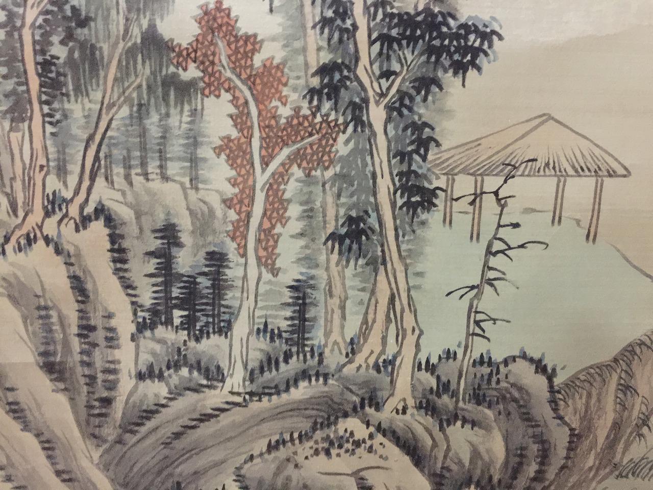 M1928 日本のヴィンテージ掛け軸 掛け軸 風景画 手描き 絹 - Etsy 日本