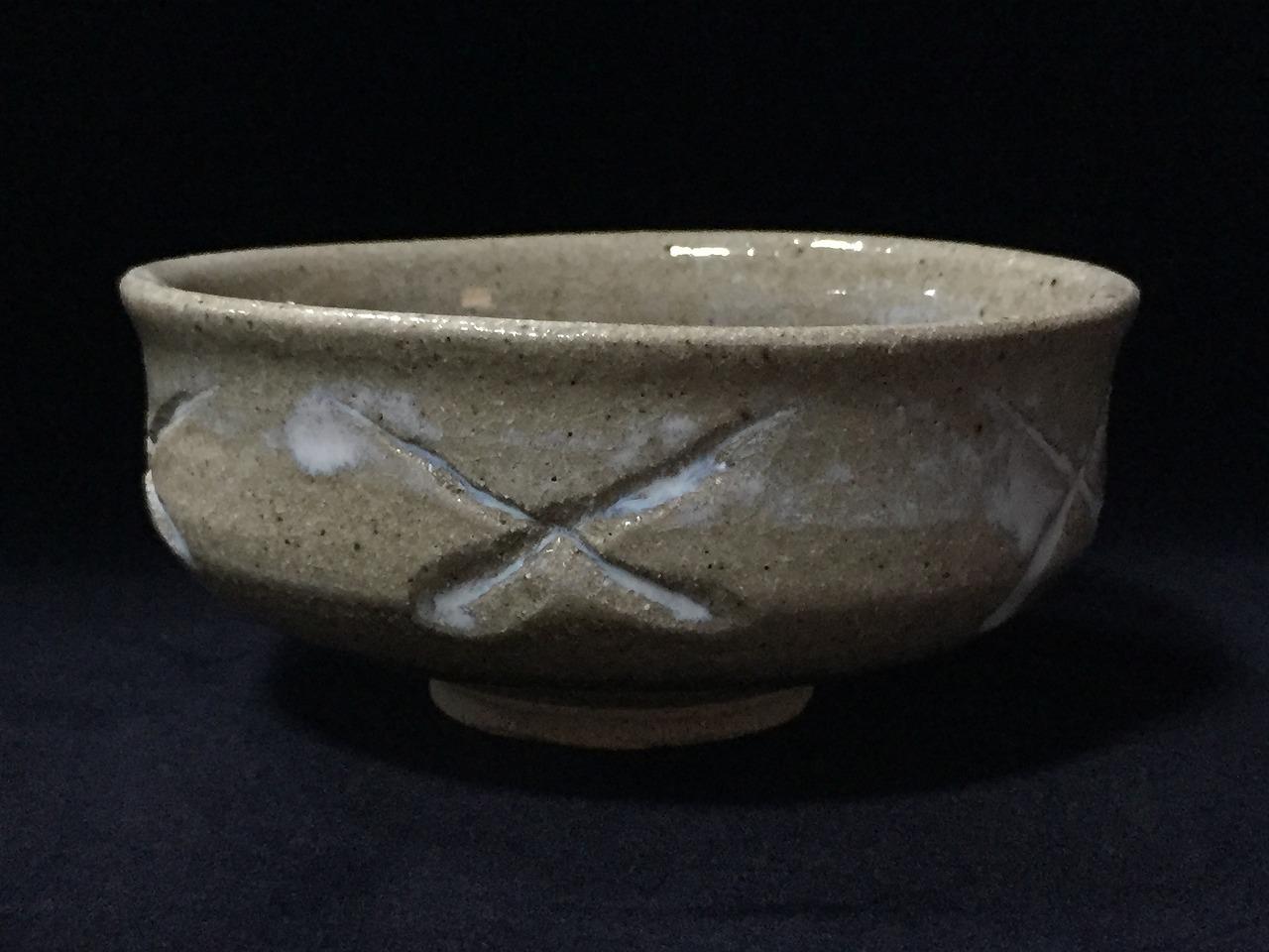 R0534 日本製陶器 茶道用 茶碗 カップ 茶碗 ヴィンテージ 釉薬