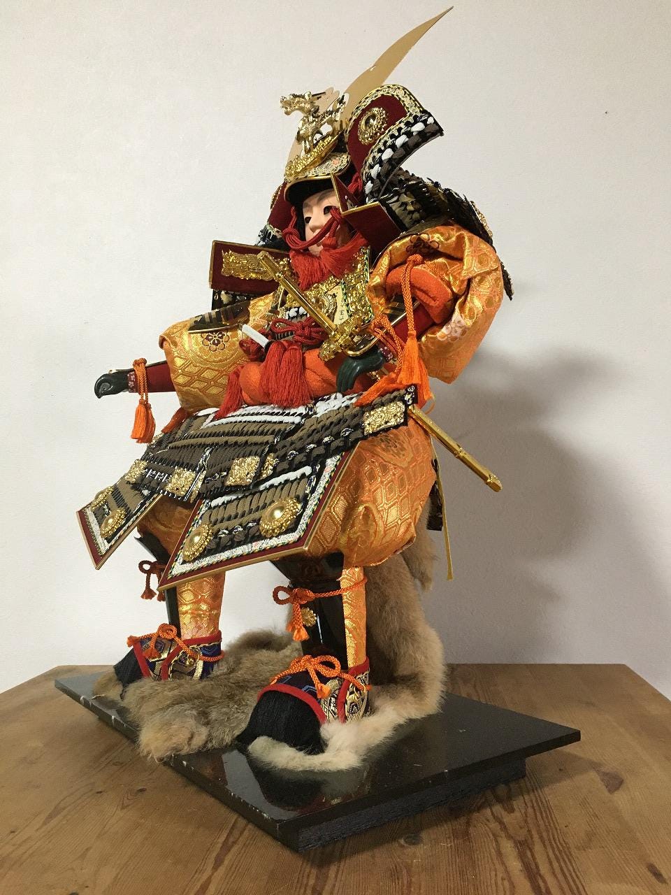 J0903 Japanese Vintage Samurai Warrior Doll Armor Helmet Boys Day