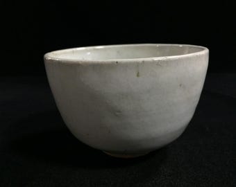L1796 Vintage Japanische Matcha Grünteeschale Chawan Weiß Keramik Studio Keramik